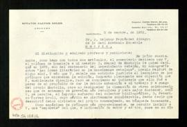 Carta de Octavio Saltor Soler a Melchor Fernández Almagro en la que coincide con él en el laconis...