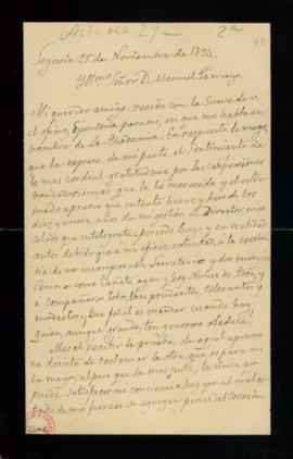 Carta de Juan de la Pezuela al secretario, Manuel Tamayo [y Baus], en la que insiste en dimitir d...