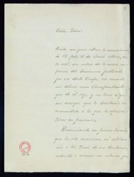 Carta de Eloy García de Quevedo al director en la que acusa recibo de su carta con algunos encarg...