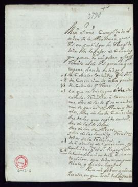 Carta de García de Montoya a Francisco Antonio de Angulo en la que detalla [el material que ha re...