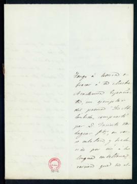 Carta de Melchor de Palau al director [el conde de Cheste] con la que remite una traducción al ca...