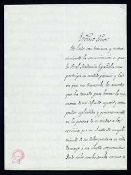 Carta de Emilia Máiquez, viuda de Manuel Tamayo y Baus, al director [el conde de Cheste] de agrad...