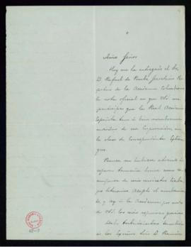Carta de Rafael M. Carrasquilla al secretario en la que acusa recibo de su nombramiento como acad...