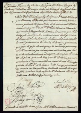 Orden del marqués de Villena del libramiento a favor de Pedro Serrano Varona de 1118 reales de ve...