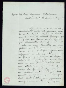 Carta de Juan de la Pezuela al secretario, Mariano Catalina, por la que agradece el oficio [de pé...
