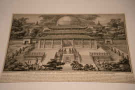 Ilustración de las ceremonias respetuosas del emperador chino frente a las tumbas de sus antepasados