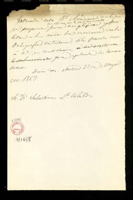 Minuta de la carta [del secretario, Manuel Bretón de los Herreros] a Salustiano López Cabildo en ...