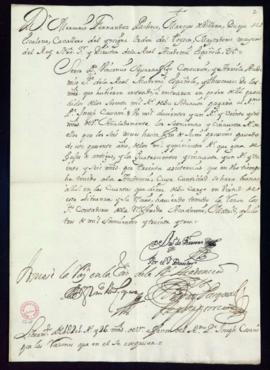 Orden del marqués de Villena de libramiento a favor de José Casani de 1201 reales y 26 maravedís ...