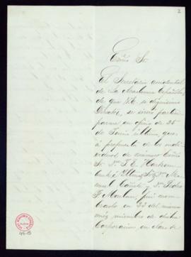 Carta de Vicente Luis Ferrer al director [el marqués de Molins] en la que acusa recibo de su nomb...