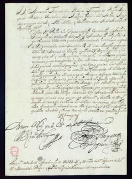 Orden del marqués de Villena del libramiento a favor de Manuel de Villegas y Piñateli de 2192 rea...