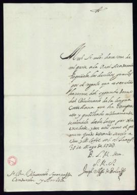 Carta de José Siesso de Bolea a Vincencio Squarzafigo de agradecimiento por el envío del segundo ...