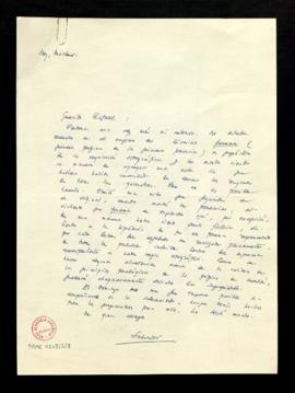 Carta de Salvador [Fernández Ramírez] a Rafael [Lapesa] en la que le explica cómo ha resuelto el ...