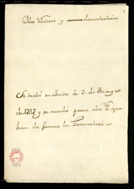 Acuerdo tomado en la junta de 2 de mayo de 1745 sobre los relativos y demostrativos
