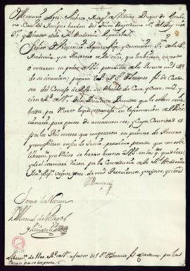 Orden del marqués de Villena de libramiento a favor de Lorenzo Folch de Cardona de 1100 reales de...