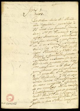 Carta orden del secretario, Pedro González, a los contadores en la que les comunica la aprobación...