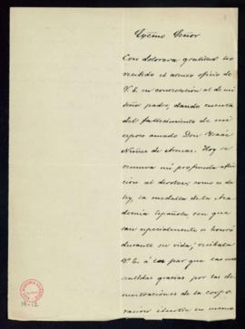 Carta de Matilde Castro al director [marqués de Molins] con la que remite la medalla de Isaac Núñ...