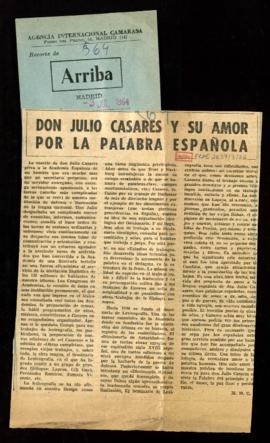 Don Julio Casares y su amor por la palabra española