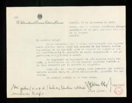 Carta de Jaime Alba Delibes, subsecretario de Economía Exterior y Comercio, a Melchor Fernández A...