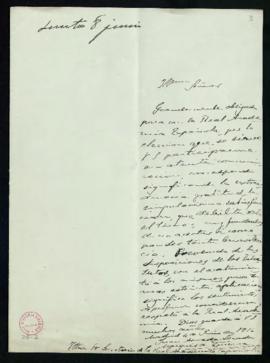 Carta de Juan de Armada y Losada, marqués de Figueroa, al secretario [Emilio Cotarelo] de agradec...