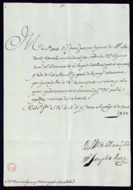 Carta de José de Baeza a Vincencio Squarzafigo de agradecimiento por el envío del quinto tomo del...