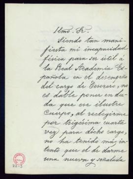 Carta del marqués de Valmar al secretario, Manuel Tamayo y Baus, de agradecimiento a la Academia ...