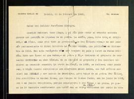 Carta de Guillermo Fernández Shaw a Melchor Fernández Almagro en la que le dice que ha abierto po...