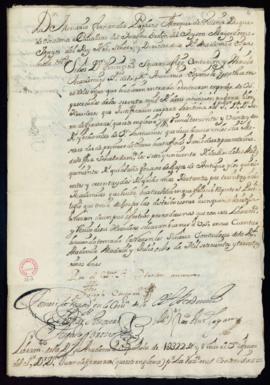 Orden de Mercurio Fernández Pacheco del libramiento a favor de Juan de Ferreras de 10 322 reales ...
