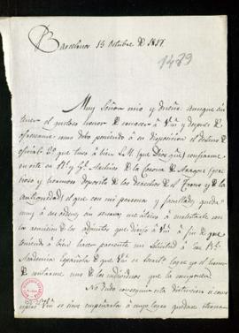 Carta de Joaquín Mariano de Alcántara y Boria a Francisco Antonio González, secretario, en la que...