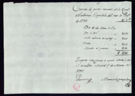 Cuenta de los gastos menores de la Academia del mes de febrero de 1797