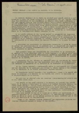 Transcripción del artículo Rindió homenaje a San Martín la Academia de la Historia publicado en L...