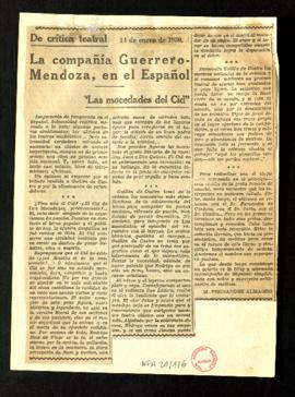 La compañía Guerrero-Mendoza en el Español. Las mocedades del Cid