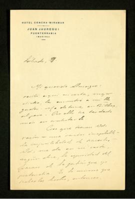 Carta de José Bergamín a Melchor Fernández Almagro en la que le dice que se encontró con su carta...