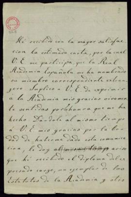 Carta de Adolfo Federico de Schack a Manuel Bretón de los Herreros, de agradecimiento por su nomb...