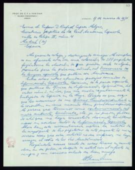 Carta de C. F. Adolf van Dam a Rafael Lapesa con la que remite un paquete con 388 papeletas para ...