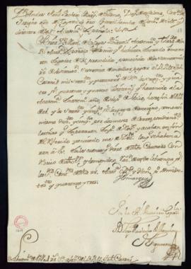 Libramiento de 1704 reales de vellón a favor de José Casani