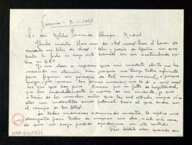 Carta de Ángel Zapata a Melchor Fernández Almagro en la que se interesa por el libro de versos Co...