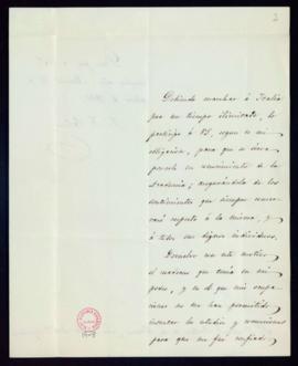 Carta de Joaquín Francisco Pacheco a Manuel Bretón de los Herreros de comunicación de su marcha a...
