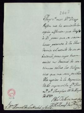 Carta del marqués de Santa Cruz a Manuel de Lardizábal y Uribe con la que adjunta la copia que le...
