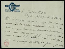 Carta de Gregorio García-Arista a Emilio Cotarelo en la que le recuerda que le envíe el dictamen ...