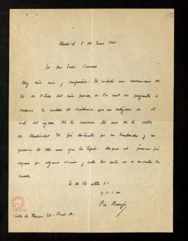 Carta de Pío Baroja a Julio Casares para confirmarle que no conserva la medalla de académico porq...