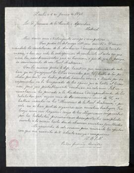 Carta de Pedro Fermín Cevallos a Fermín de la Puente Apezechea con la que adjunta el acta de inst...