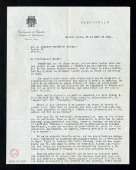 Carta de José Ignacio Ramos a Melchor Fernández Almagro en la que le comunica que ha aceptado el ...