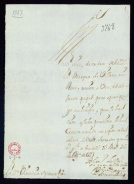 Carta de Francisco Javier Armendáriz a Vincencio Squarzafigo con la que remite un papel del marqu...