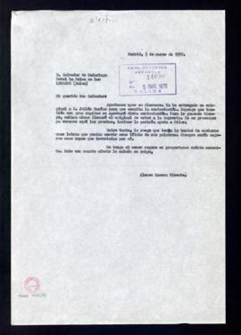 Copia sin firma de la carta de Alonso Zamora Vicente a Salvador de Madariaga para informarle de q...