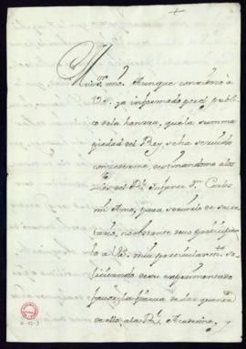 Carta de José de Montealegre a Vincencio Squarzafigo en la que le da cuenta de su nombramiento co...