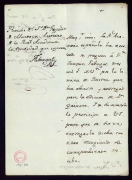 Carta de Juan Trigueros a Gaspar de Montoya sobre el acuerdo de pago a Joaquín Fabregat de 3000 r...