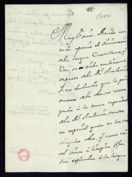 Carta de Ignacio de Laubrusel a Vincencio Squarzafigo de agradecimiento por el envío del primer t...