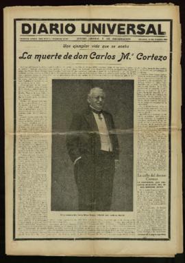 Ejemplar del Diario Universal de 25 de Agosto de 1933 con la noticia La muerte de don Carlos Marí...