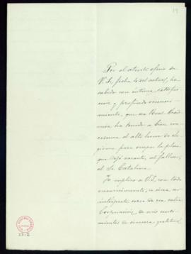 Carta de Manuel de Saralegui y Medina al secretario [Emilio Cotarelo] de agradecimiento a la Acad...