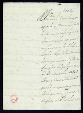 Carta del marqués del Surco a Vincencio Squarzafigo de agradecimiento por el envío del primer tom...